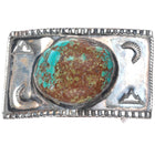 c1950's small Vintage Navajo sterling silver chunky turquoise belt buckle