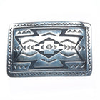Vintage Navajo rug pattern sterling silver rectangle belt buckle
