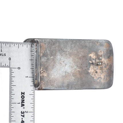 c1940's Heavy vintage southwestern sterling silver 3D Bull belt buckle