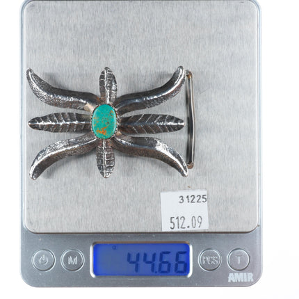 Vintage CTG Native American/southwestern tufa cast sterling silver belt buckle