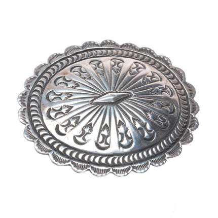 Vintage Navajo deep stamped sterling silver concho style belt buckle