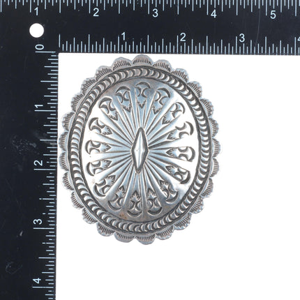 Vintage Navajo deep stamped sterling silver concho style belt buckle
