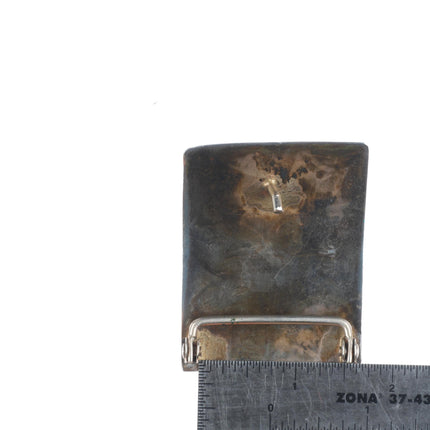 Alice Leekya Homer Zuni sterling silver turquoise fish scale inlay belt buckle