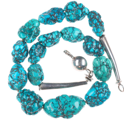 Artie Yellowhorse Navajo sterling silver spiderweb turquoise beaded necklace