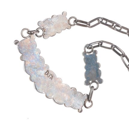 Vintage Navajo sterling silver turquoise nugget row necklace DJA