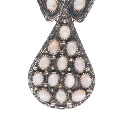 Big Vintage J Navajo sterling silver mother of pearl cluster necklace