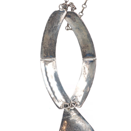 Big Vintage J Navajo sterling silver mother of pearl cluster necklace