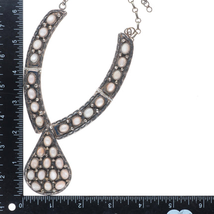 Big Vintage J Navajo sterling silver mother of pearl cluster necklace