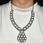 Big Vintage J Navajo sterling silver mother of pearl cluster necklace