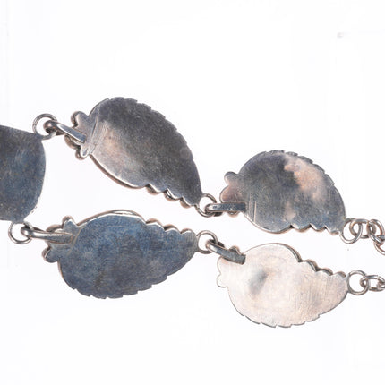 Vintage EB Navajo sterling silver Kingman turquoise necklace with feathers