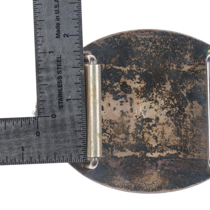 SSS Vintage Southwestern sterling silver horse busts cowboy/cowgirl belt buckle