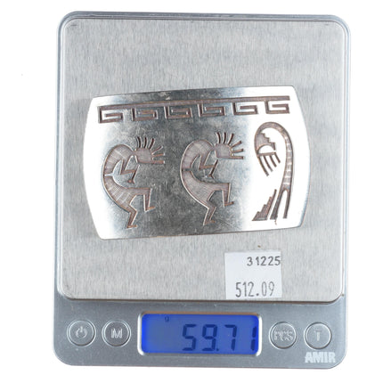Hubert Howytewa Hopi Overlay Kokopelli belt buckle sterling silver