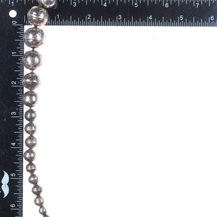 17.5" c1950 Vintage Navajo pearl sterling silver hand stamped beaded necklace