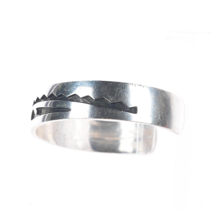 6.75" Vintage  Larry Pooyouma Hopi overlay cuff bracelet sterling silver