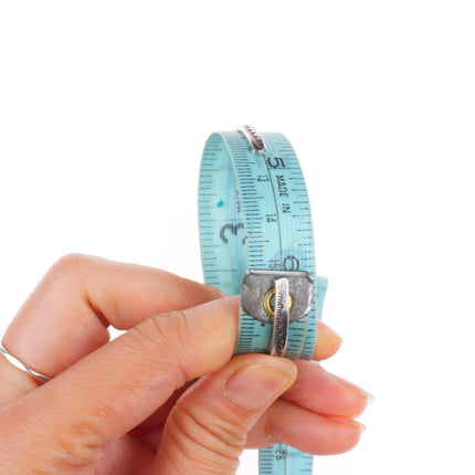 6" c1940's Zuni dot-dot-dash/Snake eye turquoise sterling silver cuff bracelets