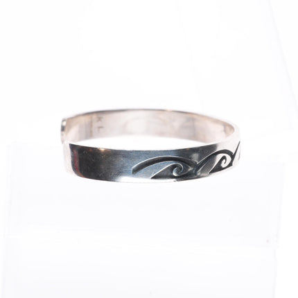 7.2" KL Hopi Overlay slim stacker cuff bracelet sterling silver