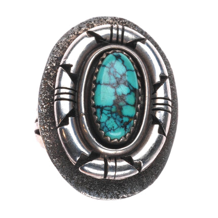 sz8 Rick Tolino Navajo sterling silver spiderweb turquoise ring