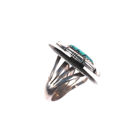 sz8 Rick Tolino Navajo sterling silver spiderweb turquoise ring