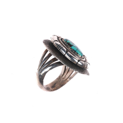 sz8 Rick Tolino Navajo sterling silver spiderweb turquoise ring