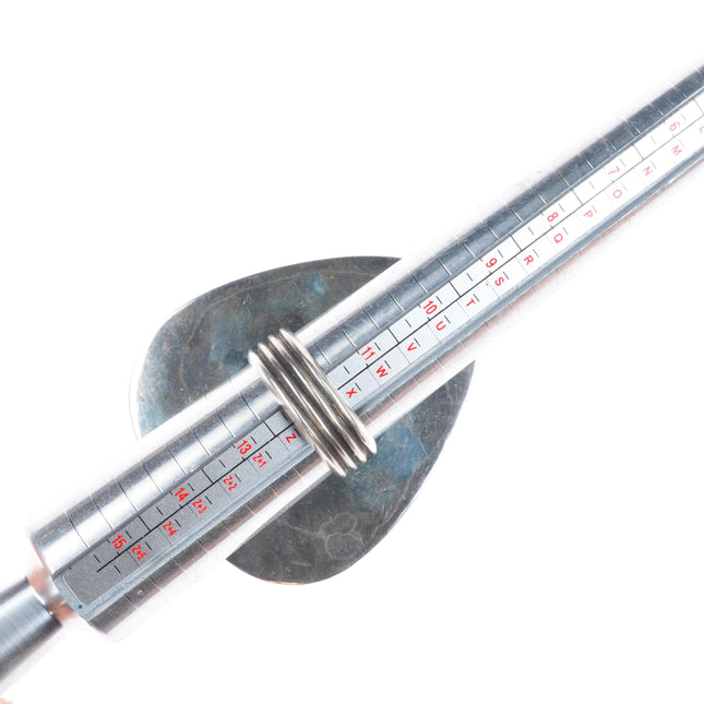 sz12 Big vintage Navajo sterling silver shield ring with overlay design