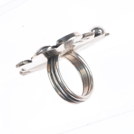 sz9 Leon Martinez Navajo sterling silver ornate twisted wire/deep stamped ring