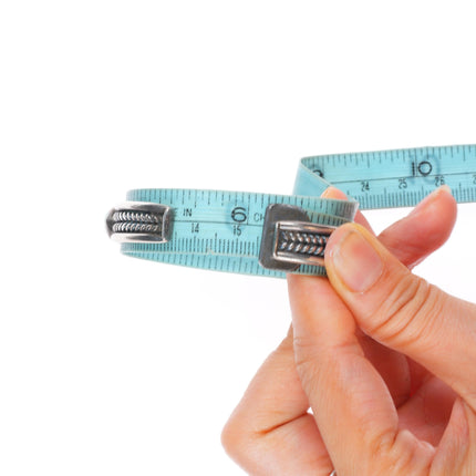 6.1" Carico Lake turquoise Nancy Custer Navajo sterling silver row cuff bracelet