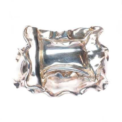 6.5" William and Shellie sterling silver brutalist hinged bangle bracelet