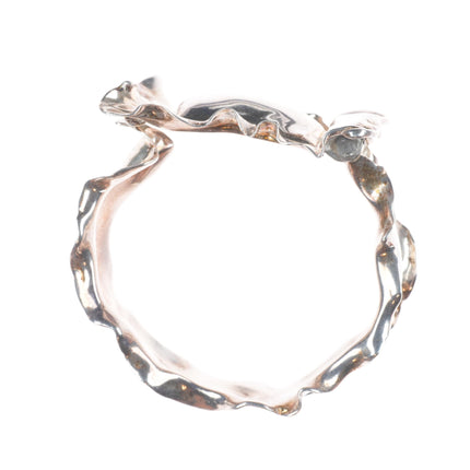 6.5" William and Shellie sterling silver brutalist hinged bangle bracelet