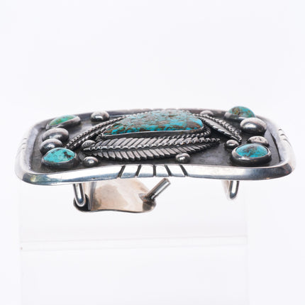 Vintage Southwester/Native American sterling silver turquoise belt buckle Eureka
