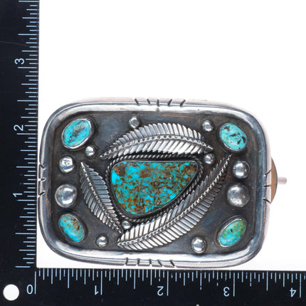 Vintage Southwester/Native American sterling silver turquoise belt buckle Eureka