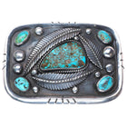 Vintage Southwester/Native American sterling silver turquoise belt buckle Eureka