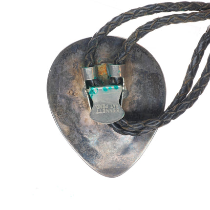 c1970 Navajo Vintage sterling silver large bolo tie in overlay style
