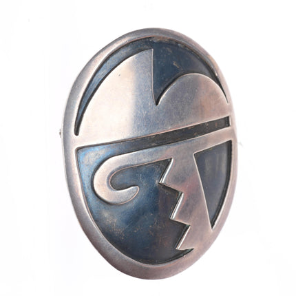 Vintage Navajo overlay pendant/pin sterling silver geometric pattern