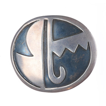 Vintage Navajo overlay pendant/pin sterling silver geometric pattern