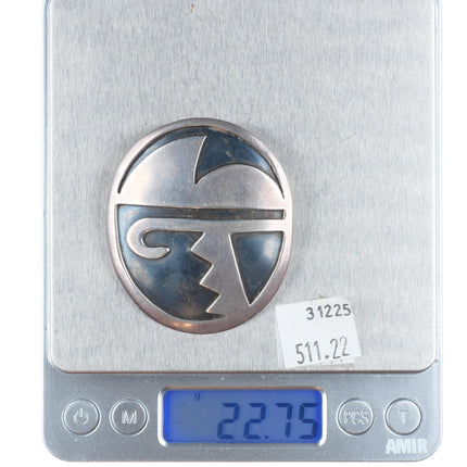 Vintage Navajo overlay pendant/pin sterling silver geometric pattern