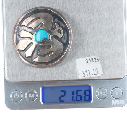 Vintage Navajo Bisbee turquoise Thunderbird overlay pendant/pin sterling silver