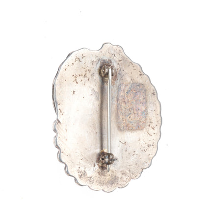 Vintage Navajo Bisbee turquoise quartz matrix picture sterling silver pin/brooch