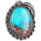 Vintage Navajo Bisbee turquoise quartz matrix picture sterling silver pin/brooch