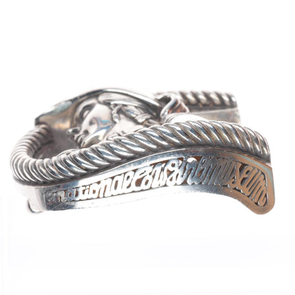 Retro Barry Kieselstein Cord sterling silver cowgirl belt buckle Rope horseshoe