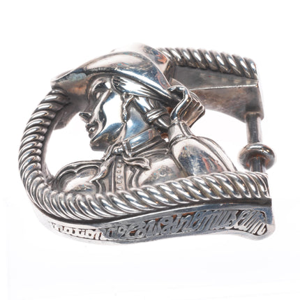 Retro Barry Kieselstein Cord sterling silver cowgirl belt buckle Rope horseshoe