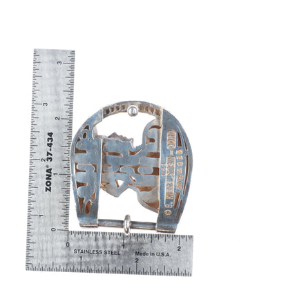 Retro Barry Kieselstein Cord sterling silver cowgirl belt buckle Rope horseshoe