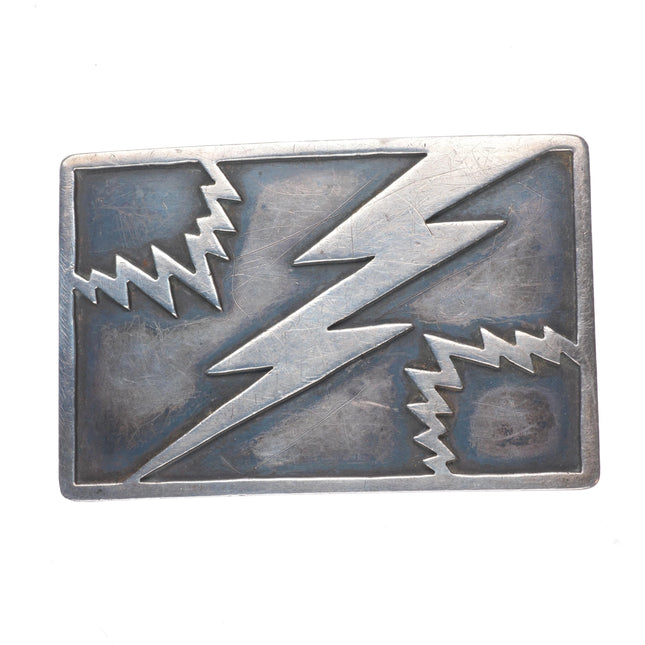 Vintage Native American/southwestern sterling silver belt buckle lightning bolt