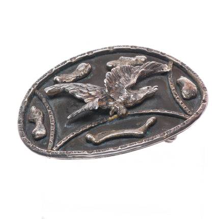 Big Vintage Navajo sterling silver 3-D eagle belt buckle