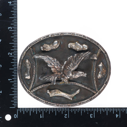 Big Vintage Navajo sterling silver 3-D eagle belt buckle