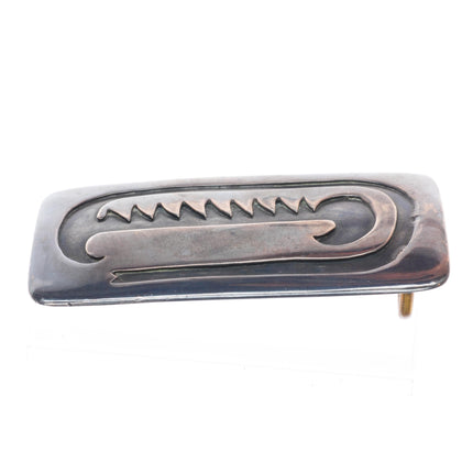 c1950's Vintage Hopi overlay belt buckle sterling silver