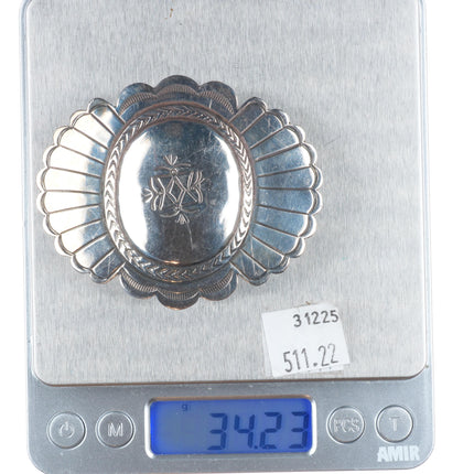Sam Piaso Navajo sterling silver concho style belt buckle