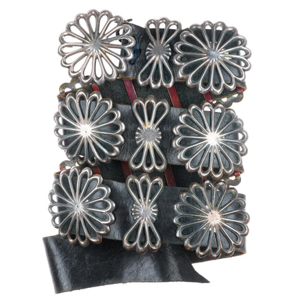 42" Heavy Vintage Navajo sandcast sterling silver butterfly concho belt