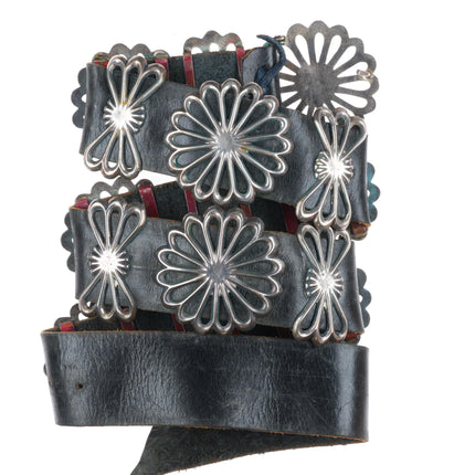 42" Heavy Vintage Navajo sandcast sterling silver butterfly concho belt