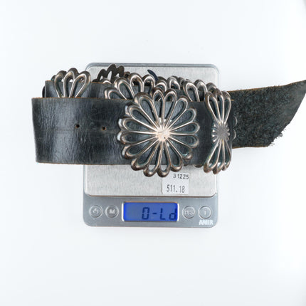 42" Heavy Vintage Navajo sandcast sterling silver butterfly concho belt