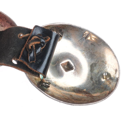 37" Heavy Vintage Navajo deep stamped sterling silver large concho belt